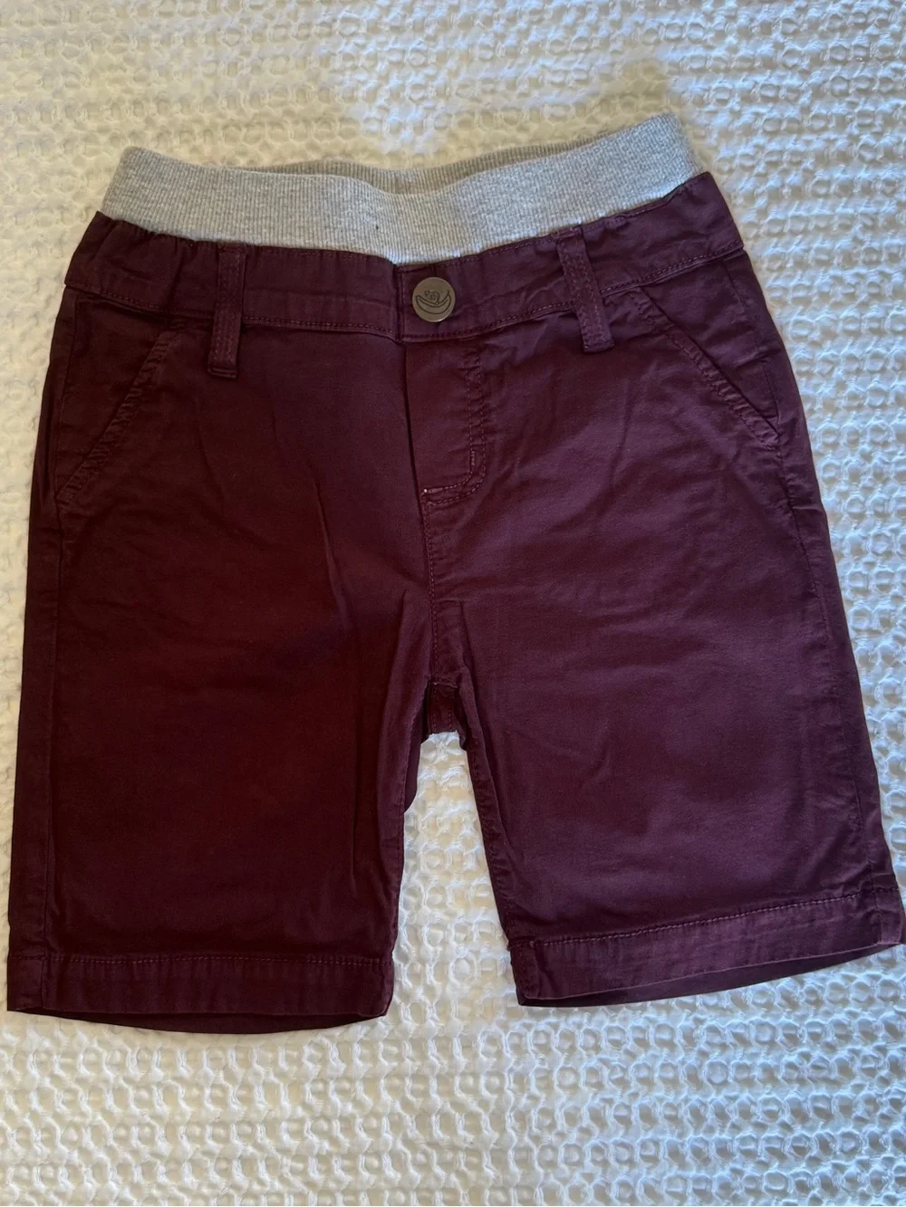 Two Hoonana Kids Stretch Waist Shorts - Black & Burgundy Size 6